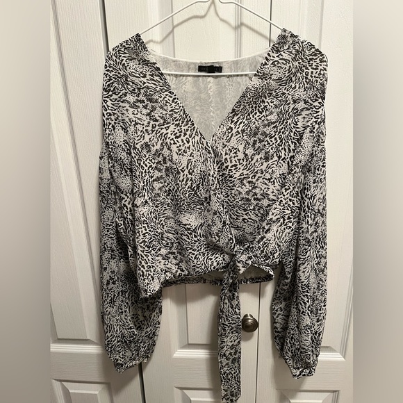 Dynamite Animal Print Wrap Blouse - Picture 2 of 7